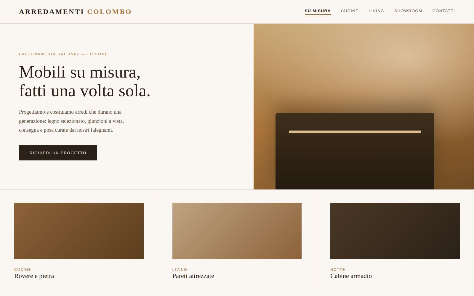 Screenshot del sito Arredamenti Colombo